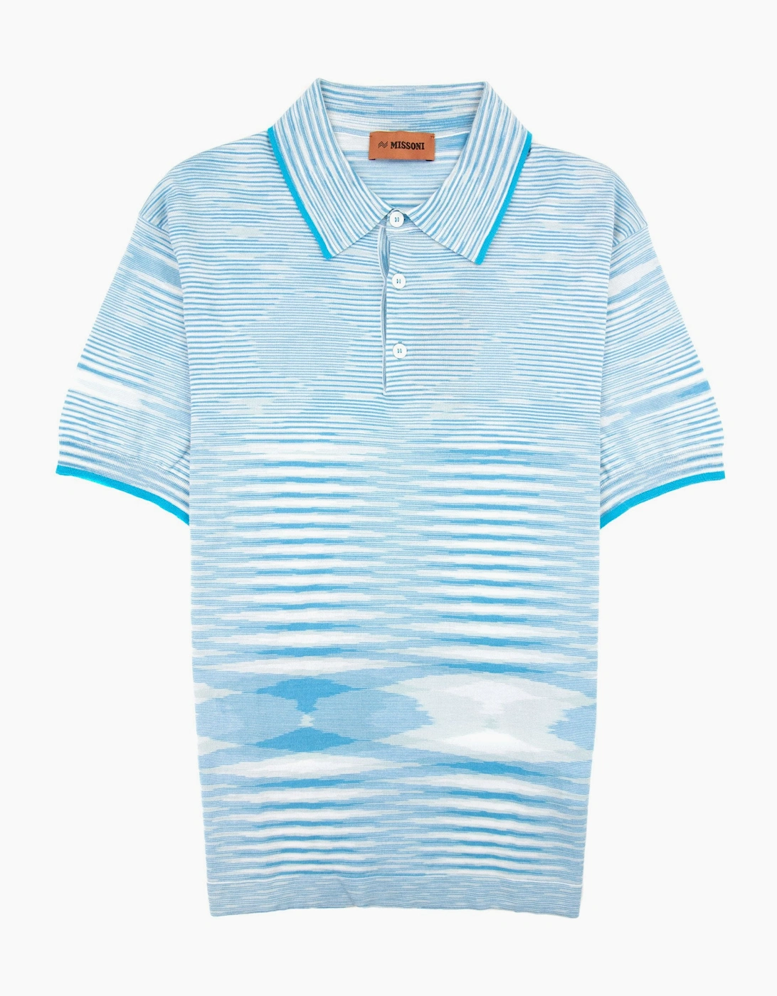Missoni Slub Cotton Polo Shirt Sky Blue F705l, 4 of 3