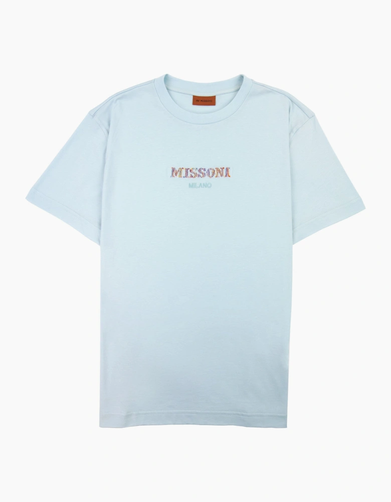 Missoni Embroiderd Milan Logo T Shirt Powder Blue S729x