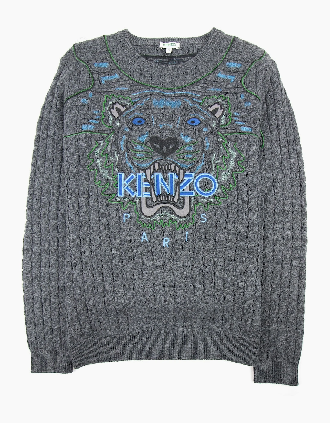 Kenzo Embroidered Logo Tiger Knitted Sweatshirt Dark Grey SA30