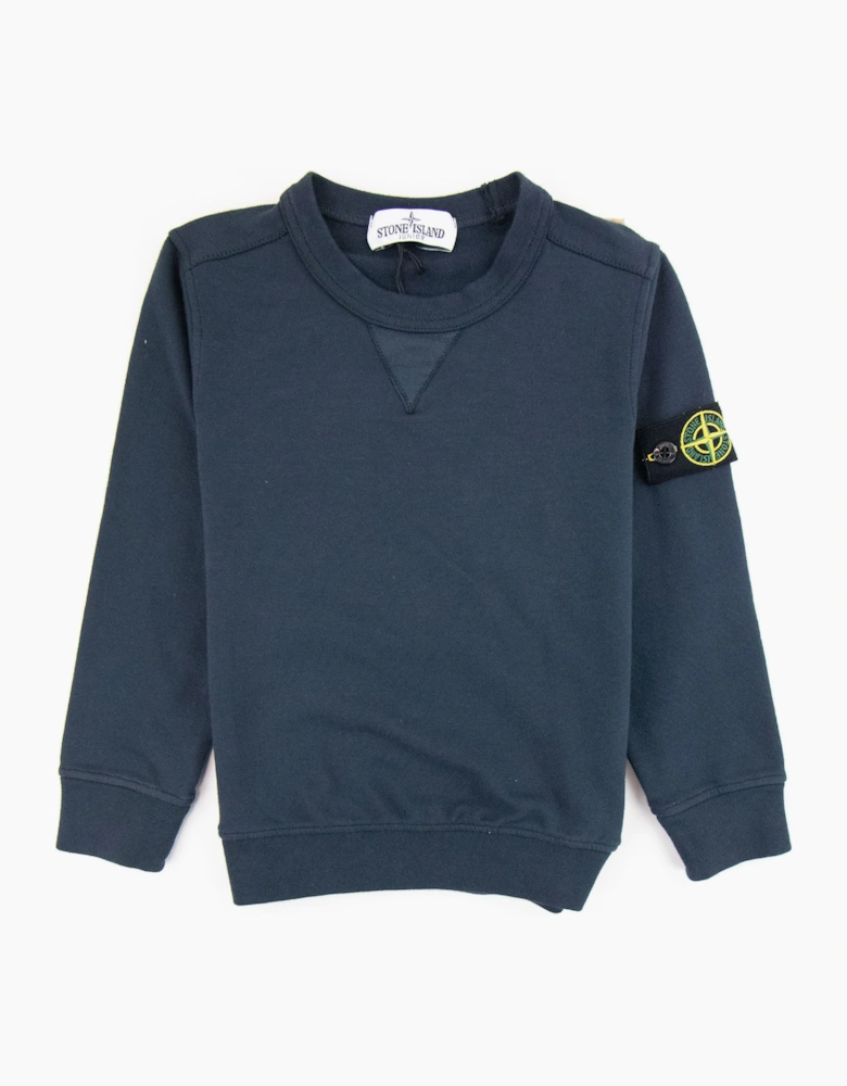 Stone Island Junior Logo Plaque Sweatshirt Navy V0020