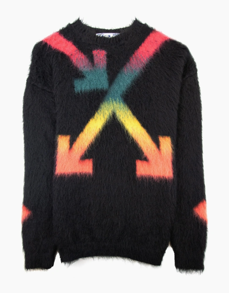 Off White Fuzzy Arrows Crewneck Sweatshirt Black Rain Bow