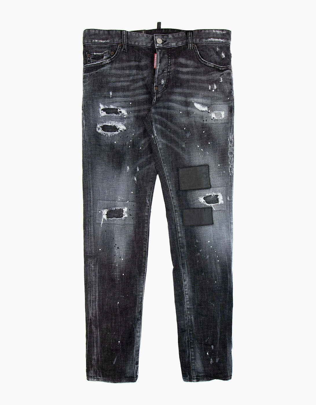 Dsquared2 Ripped Leather Slim Fit Jeans Black 900