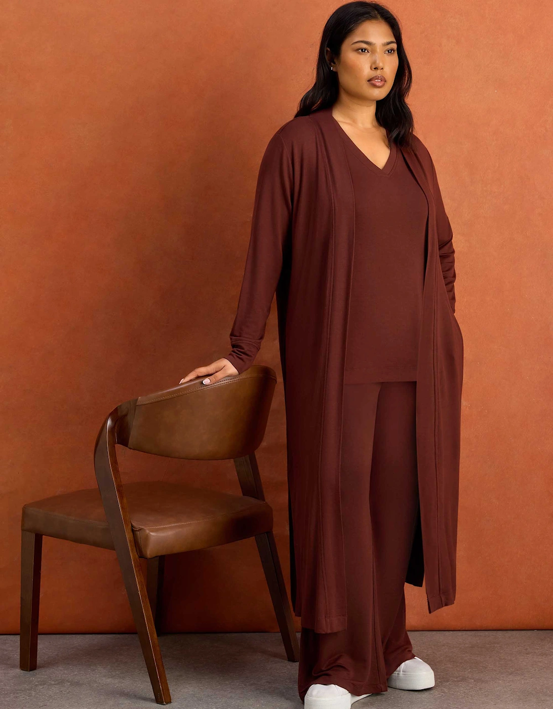Live Unlimited London Live Unlimited London Women's Brown Super Soft Longline Cardigan