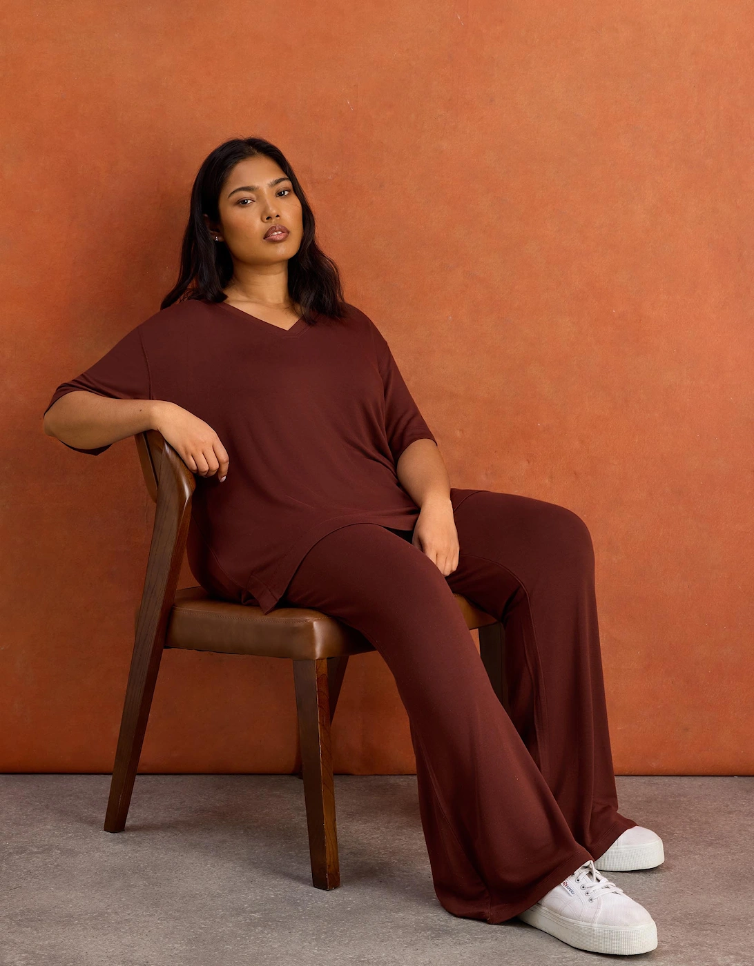 Brown Supersoft Wide Leg Trouser