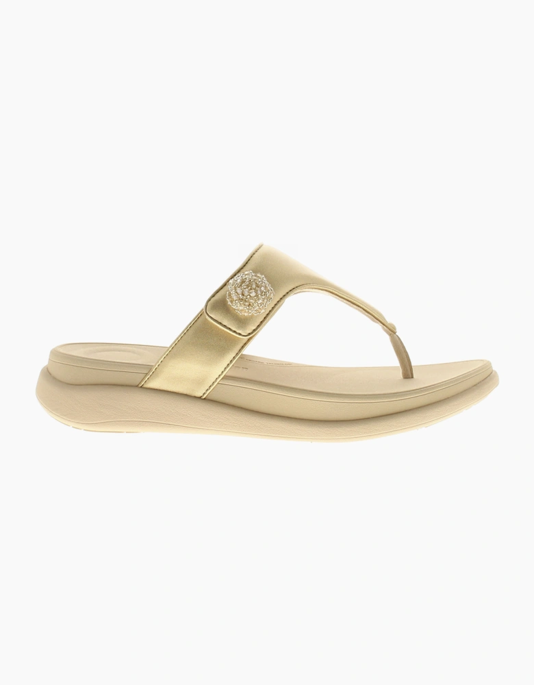 FitFlop Womens Flip Flops Mode Go Beadie Button Toe Post Slip On platino UK Size