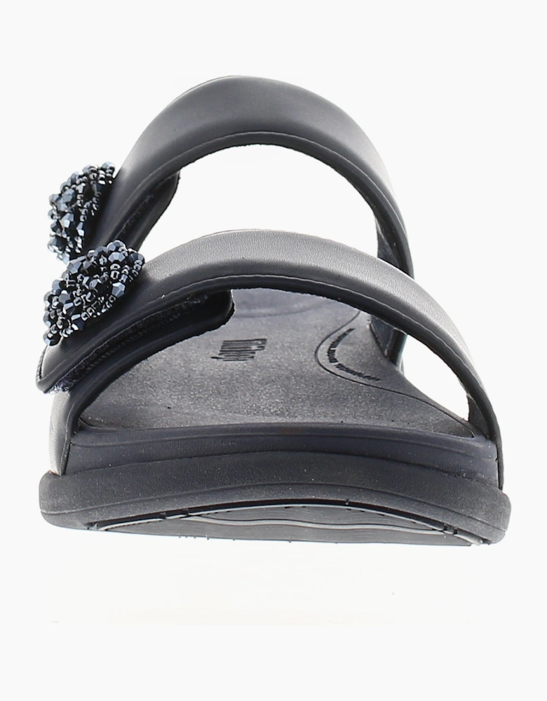 FitFlop Womens Flat Sandals Mode Go Beadie Button Flatform Slip On mindight navy