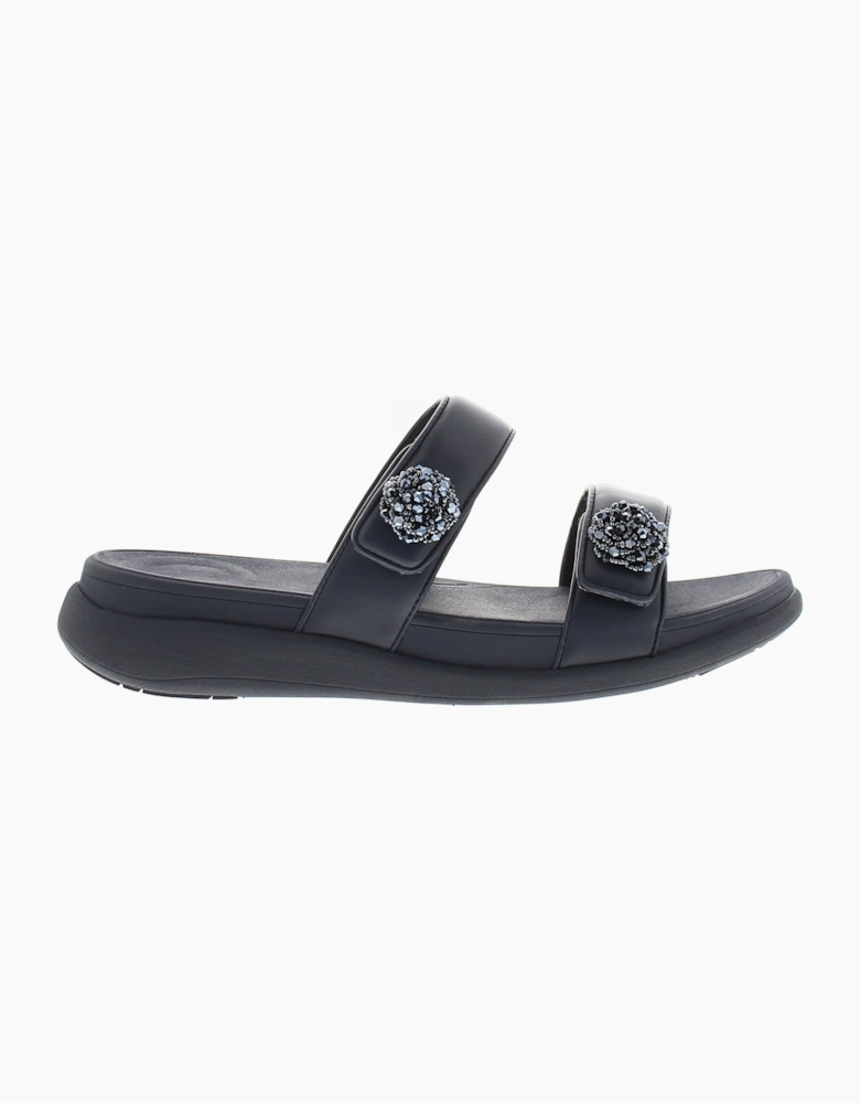FitFlop Womens Flat Sandals Mode Go Beadie Button Flatform Slip On mindight navy