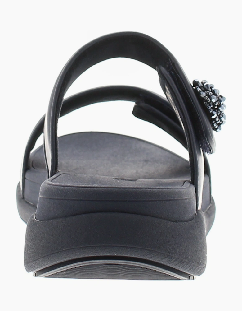 FitFlop Womens Flat Sandals Mode Go Beadie Button Flatform Slip On mindight navy