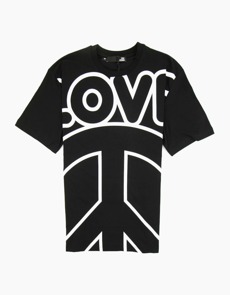 Love Moschino Love Peace Cotton T-shirt Black/White