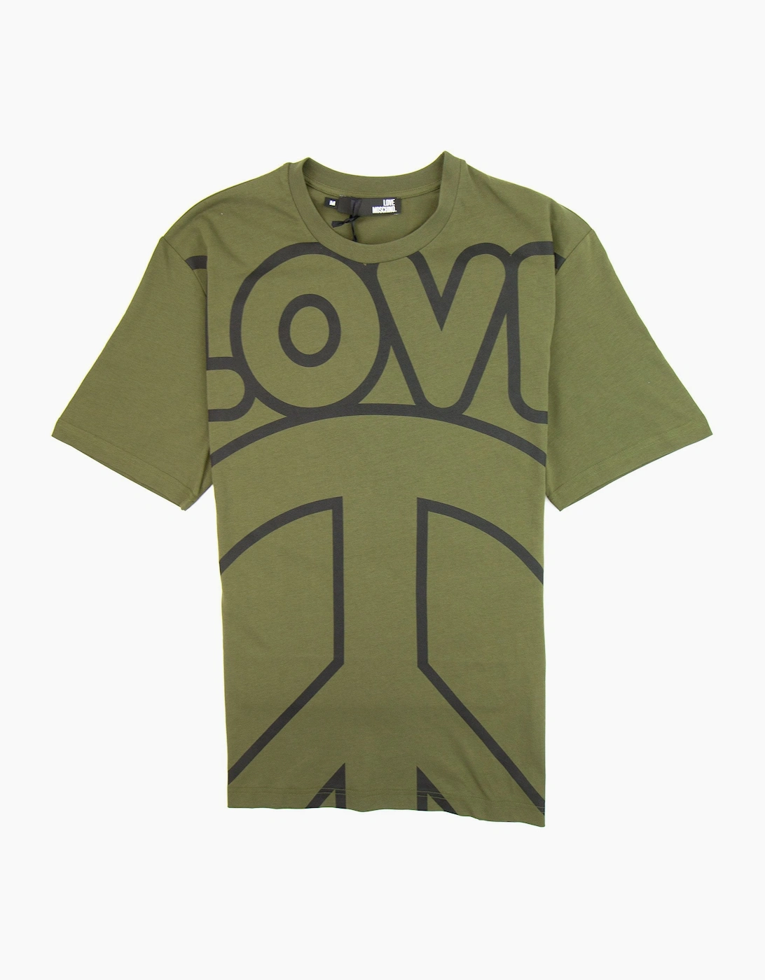Love Moschino Love Peace Cotton T-shirt Khaki/black