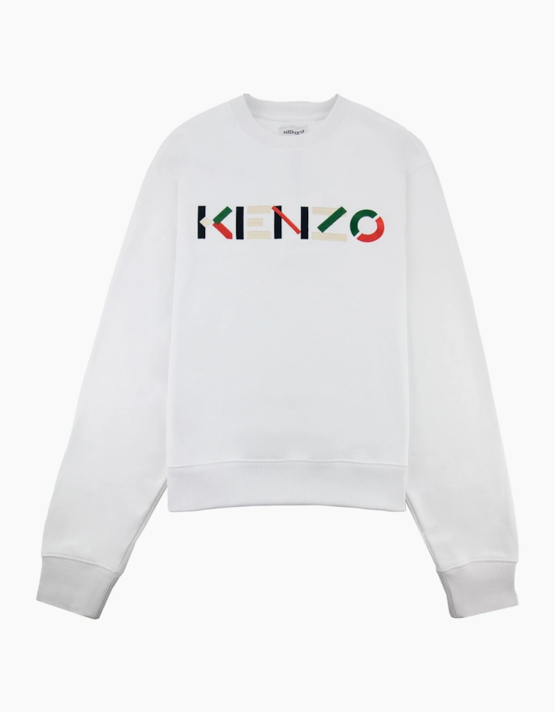 Kenzo Logo Print Crewneck Sweatshirt White 001