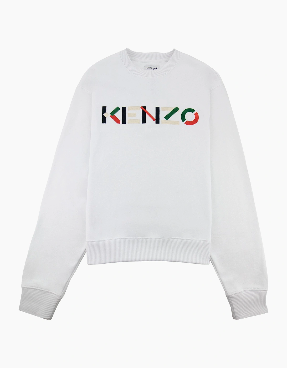 Kenzo Logo Print Crewneck Sweatshirt White 001