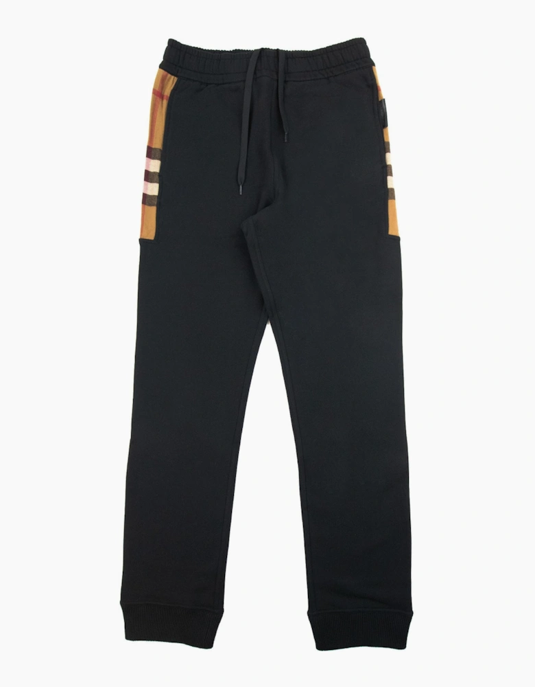 Burberry Check Panel Cotton Jogging Pants Black