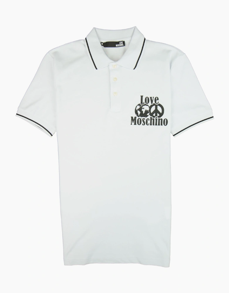 Love Moschino World Peace Polo Shirt White