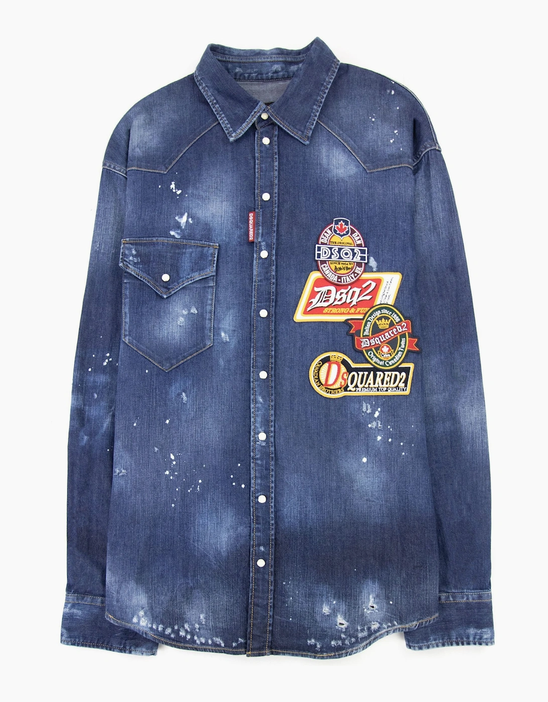 Dsquared2 Dark Dropped Military Denim Shirt Blue