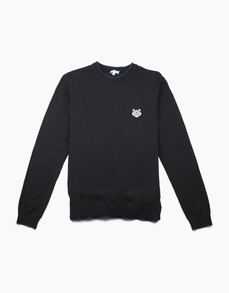 Kenzo Small Tiger Crest Knitted Jumper Black
