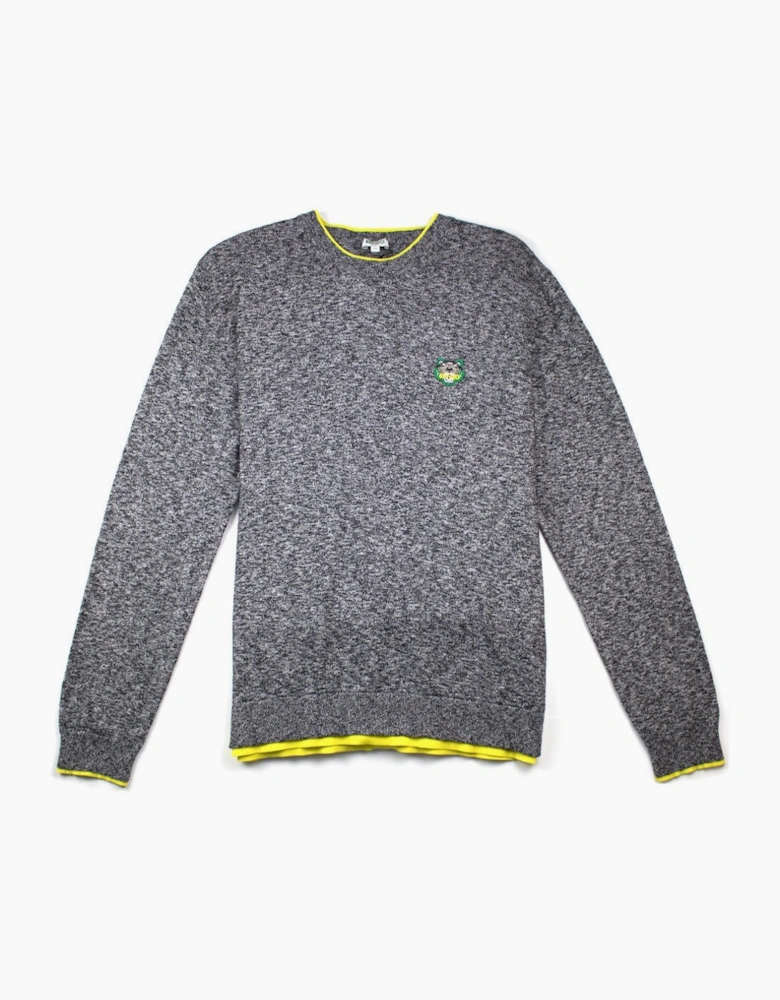 Kenzo Small Tiger Crest Knitted Jumper Grey/Yellow