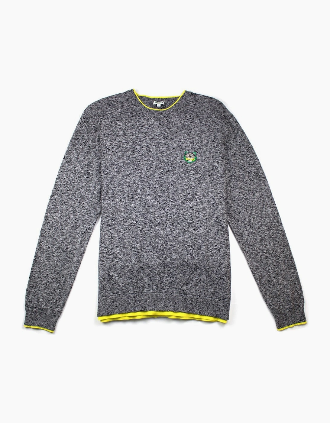 Kenzo Small Tiger Crest Knitted Jumper Grey/Yellow