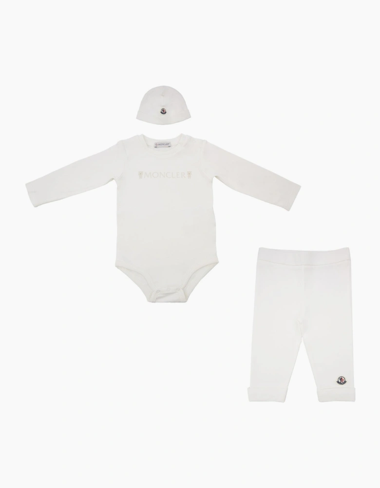 Moncler Junior Teddy Bear Logo Cotton Set White F02
