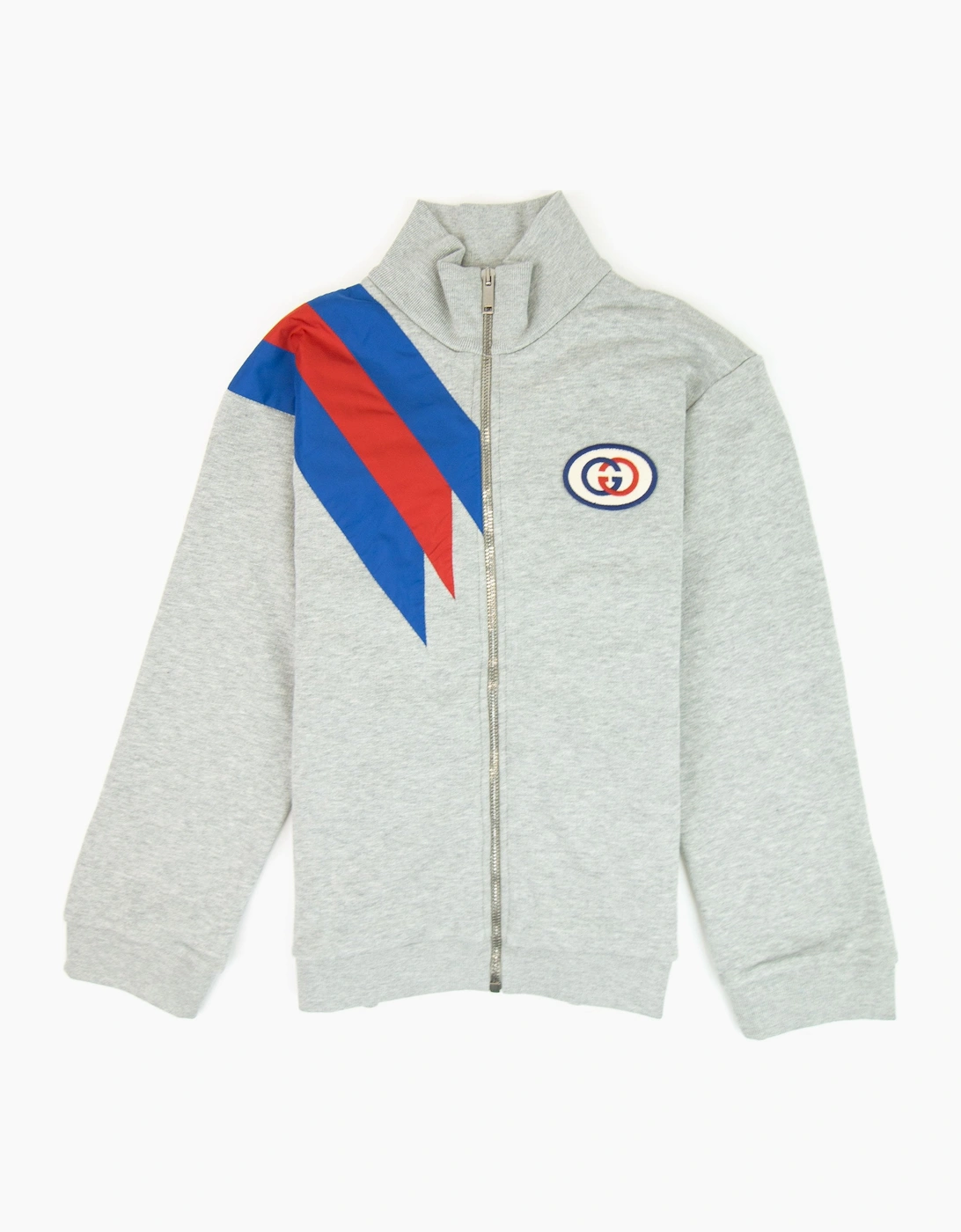 Gucci Junior Funnel Neck 3 Stripe Jacket Grey