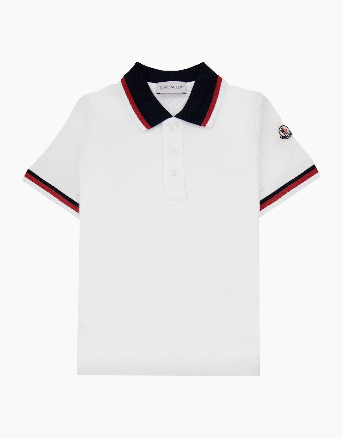 Moncler Junior Tricolor Trimmed Cotton Polo White 034, 5 of 4