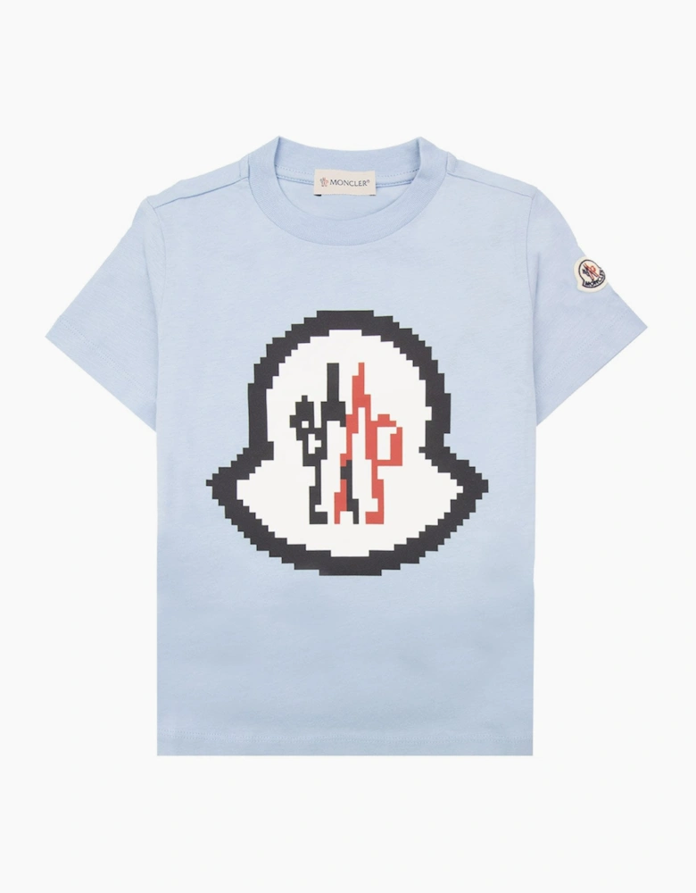 Moncler Junior Logo Motive T Shirt Light Blue 71p