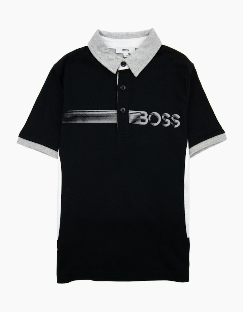 Hugo Boss Kids Stripe Logo S/s Polo Black