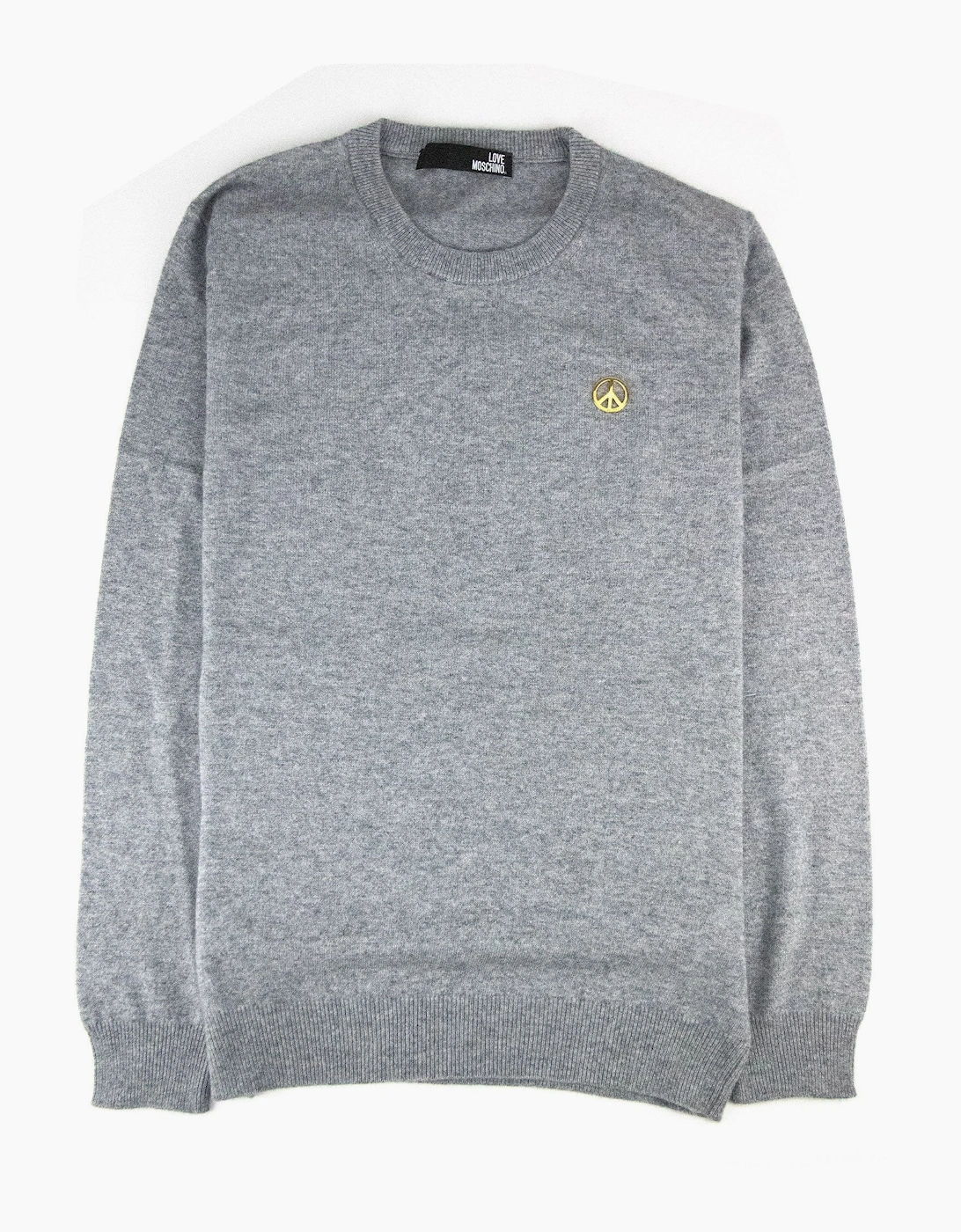 Love Moschino Gold Peace Logo Knit Sweater Grey SA30, 3 of 2