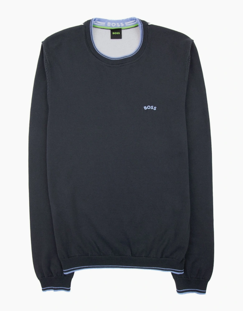 Hugo Boss Ritom Curved Logo Sweatshirt Dark Navy 402