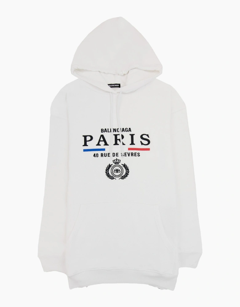 Balenciaga Paris Flag Hoodied Sweatshirt White 9000