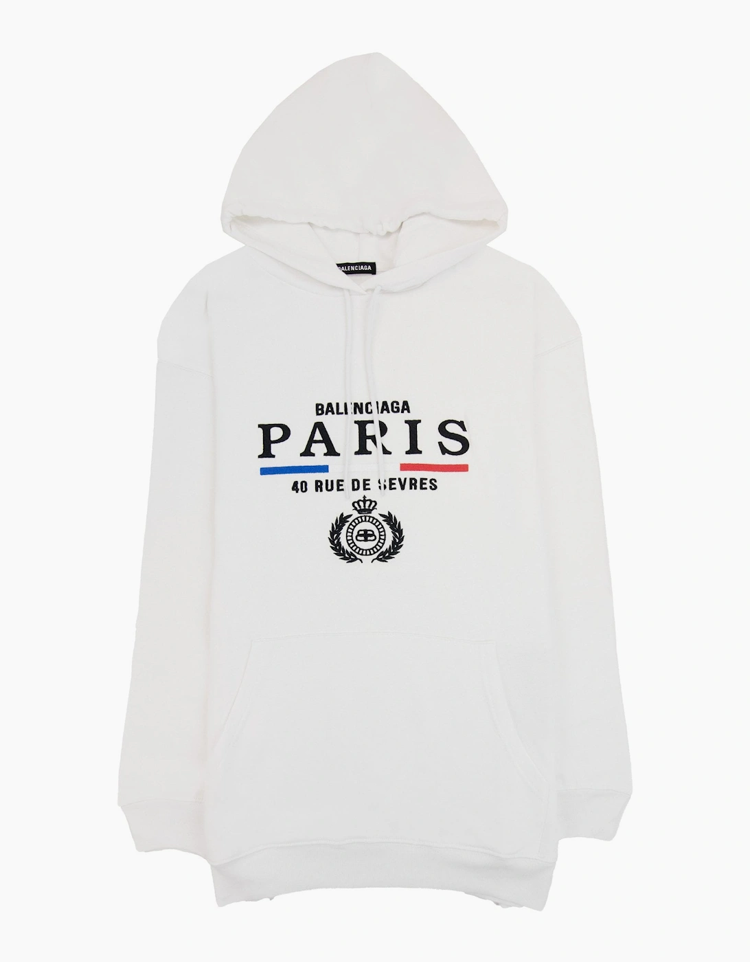 Balenciaga Paris Flag Hoodied Sweatshirt White 9000