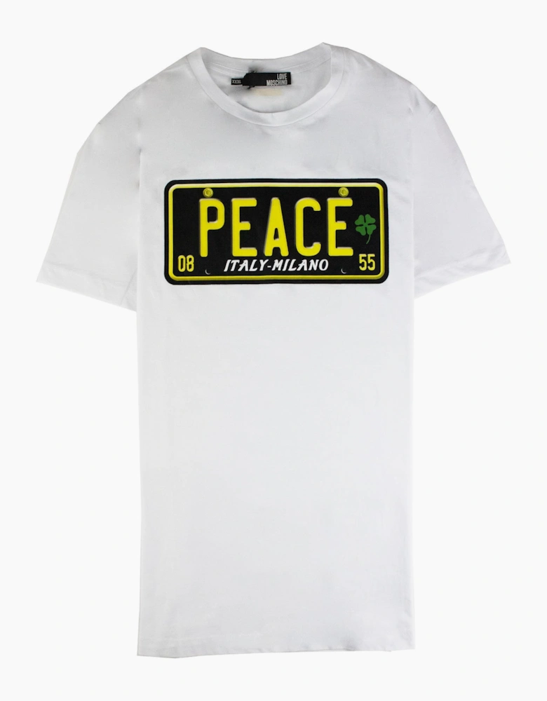 Love Moschino Peace Logo Printed T Shirt White