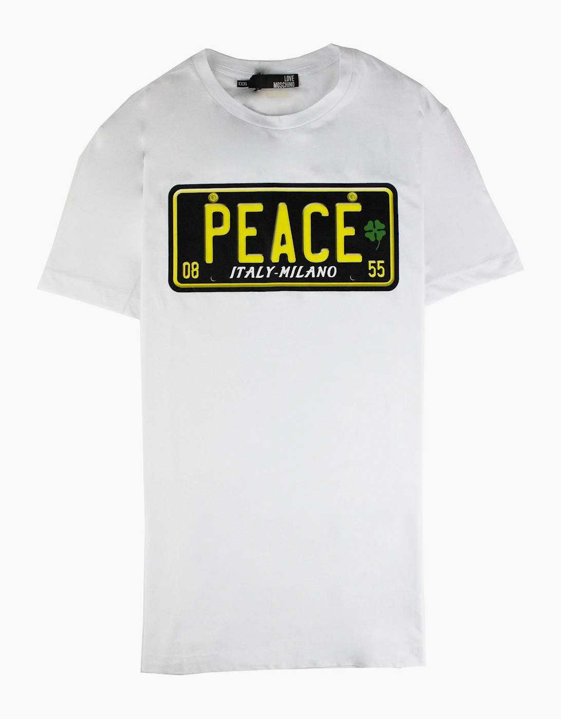 Love Moschino Peace Logo Printed T Shirt White