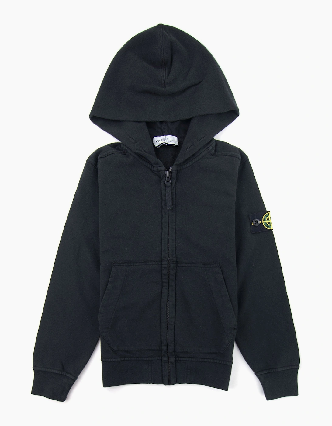 Stone Island Junior 60640 Hooded Zip Up Sweatshirt Black V0029, 4 of 3