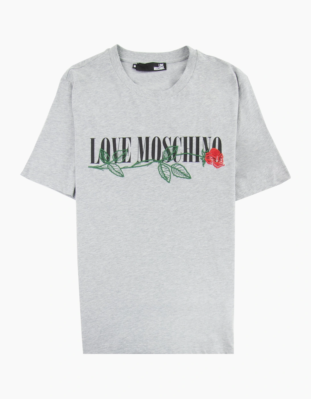 Love Moschino Rose Logo T-shirt Grey