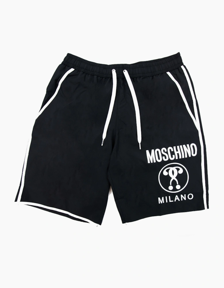 Moschino Underwear Double Question Mark Longwear Nylon Shorts Black