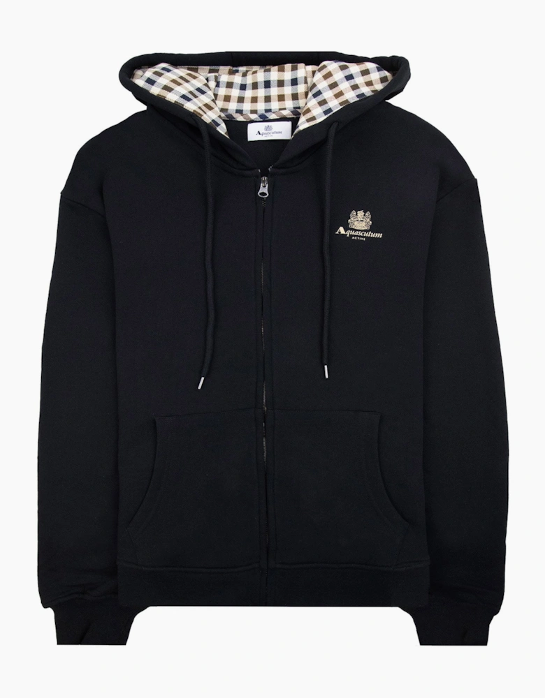 Aquascutum Small Logo Full Zipped Hoodie Black 16