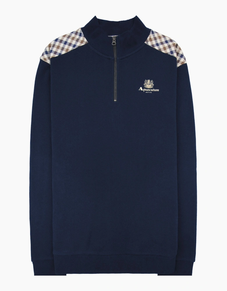 Aquascutum Cc Shoulder 1/4 Zip Sweatshirt Navy 11