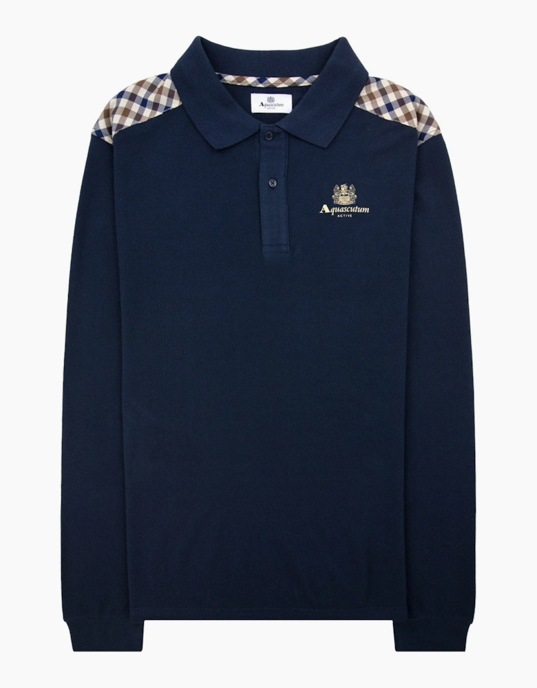 Aquascutum Stripes Piquet L/s Polo Navy 11