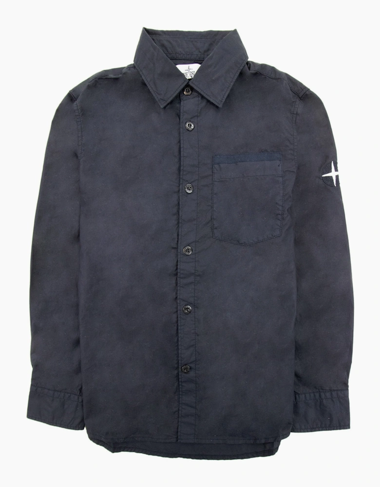Stone Island Junior Arm Patch Classic Shirt Navy V0020