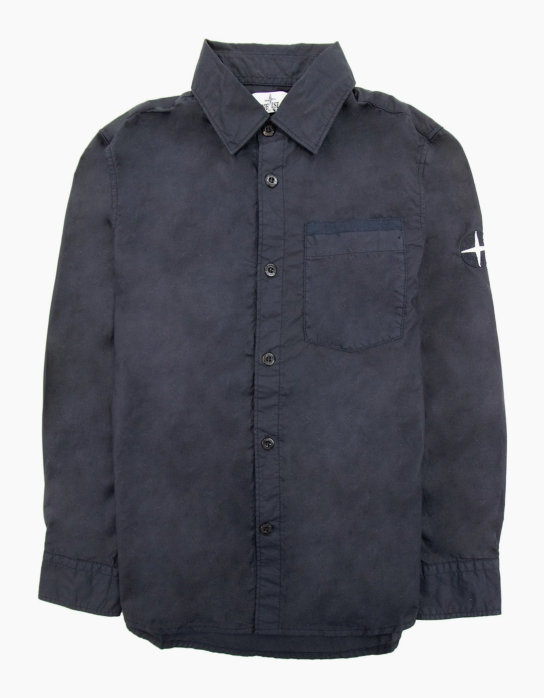 Stone Island Junior Arm Patch Classic Shirt Navy V0020