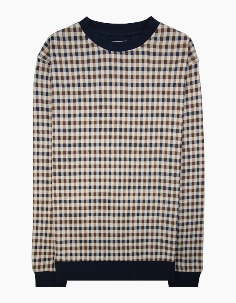 Aquascutum Iconic Crewneck Fleece Sweatshirt Club Check 28