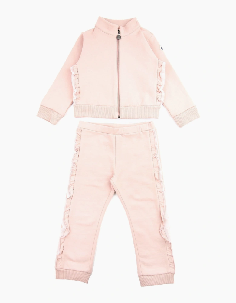 Moncler Junior Completo Cardigan Frill Tracksuit Pastel Pink 510