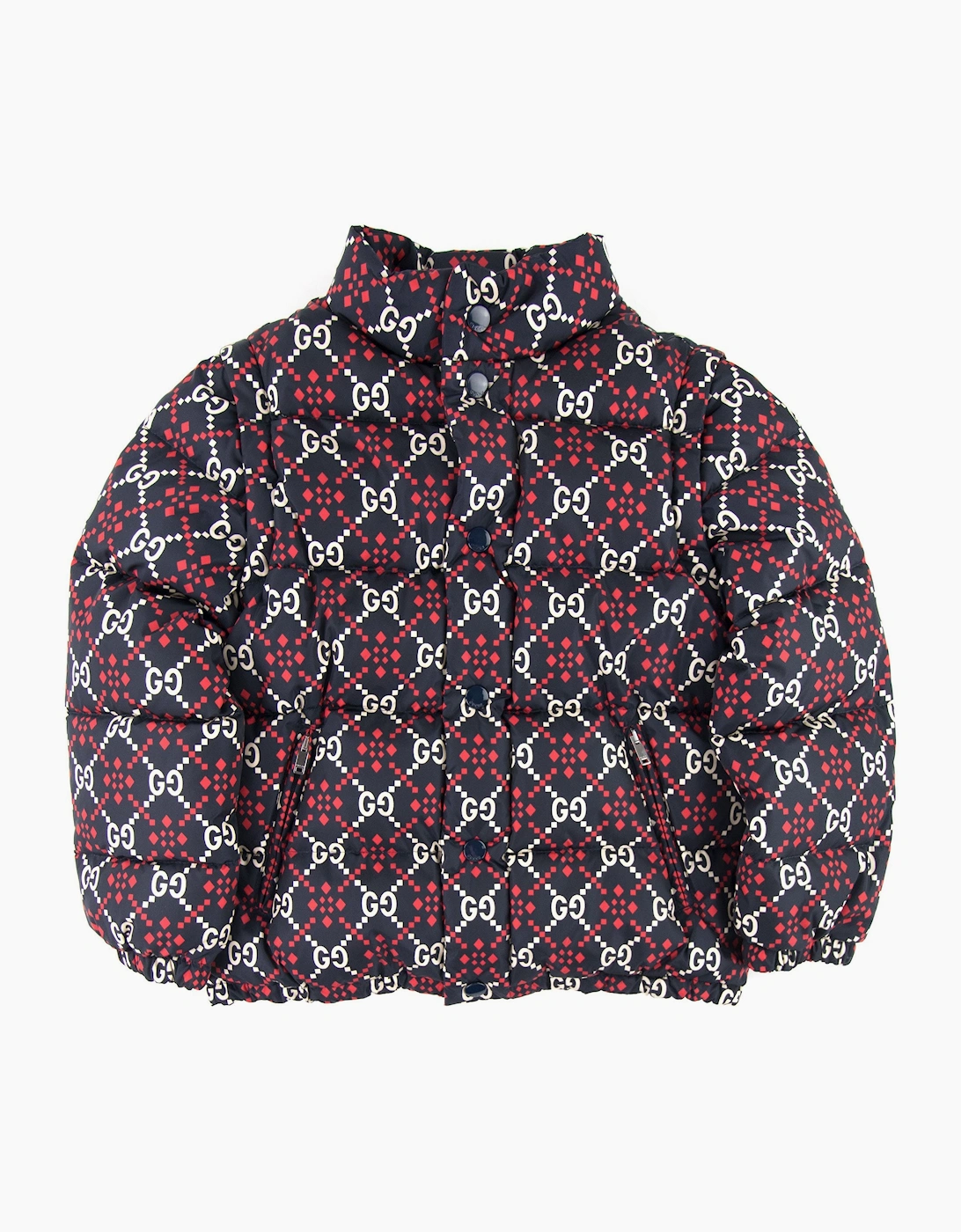 Gucci Junior GG Logo Puffer Coat Navy