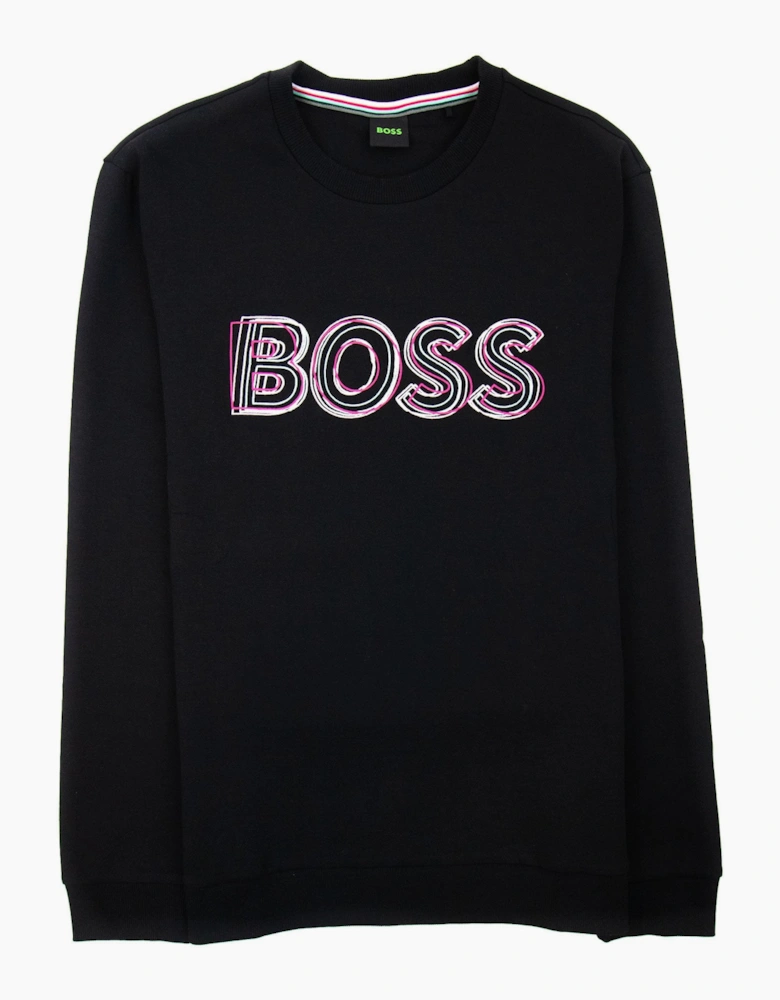 Hugo Boss Salbo 1 Embroidered Layered Logo Sweatshirt Black 001