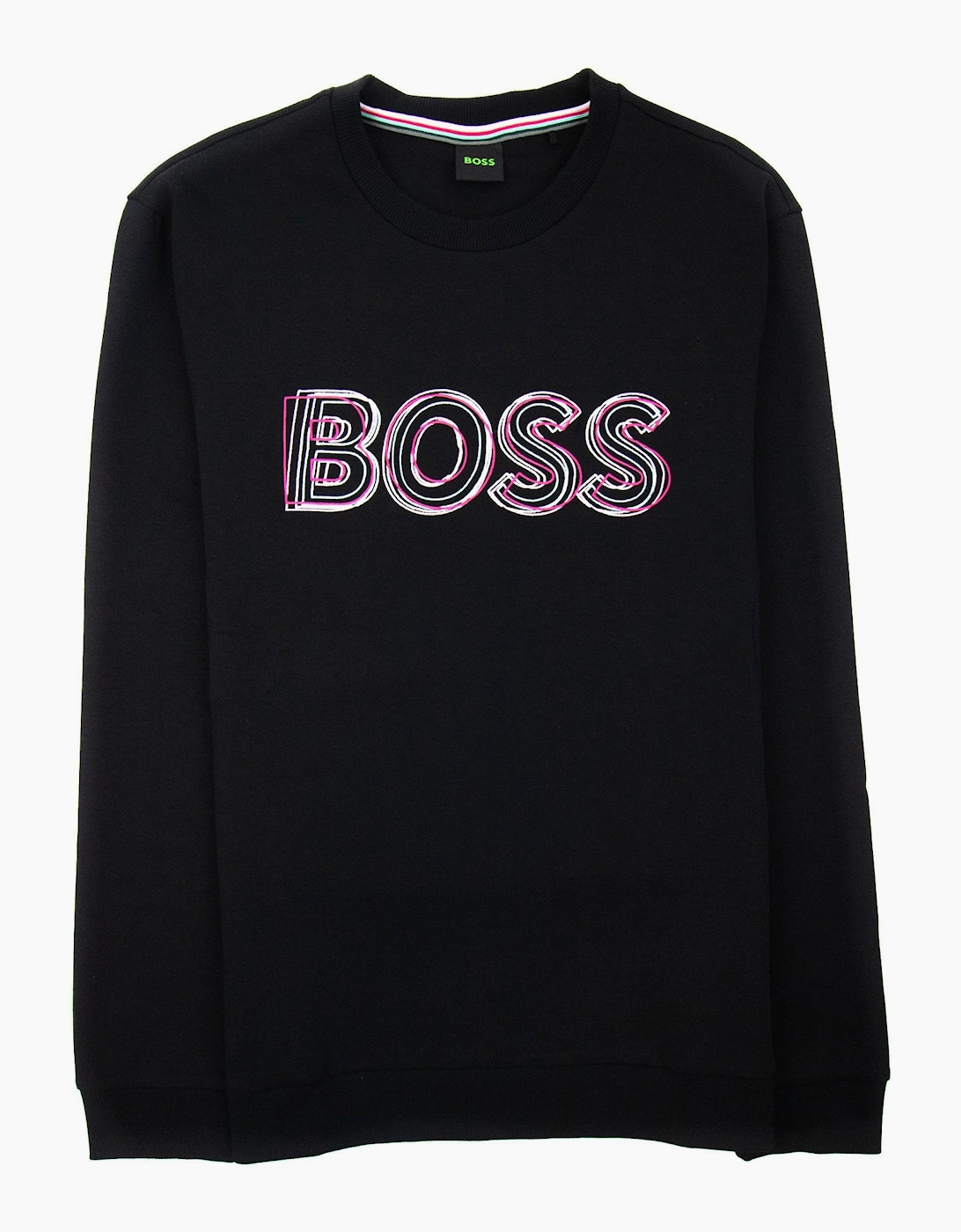 Boss Men's Hugo Boss Salbo 1 Embroidered Layered Logo Sweatshirt Black 001