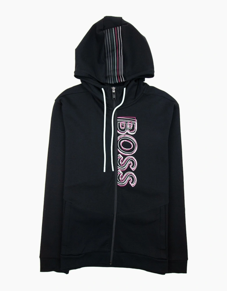Hugo Boss Saggy 1 Multi Logo Zip Up Hoody Black 001