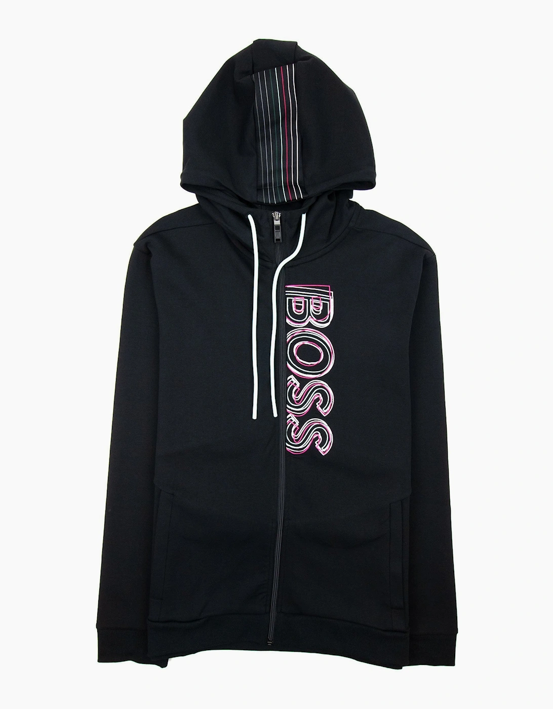 Hugo Boss Saggy 1 Multi Logo Zip Up Hoody Black 001, 3 of 2