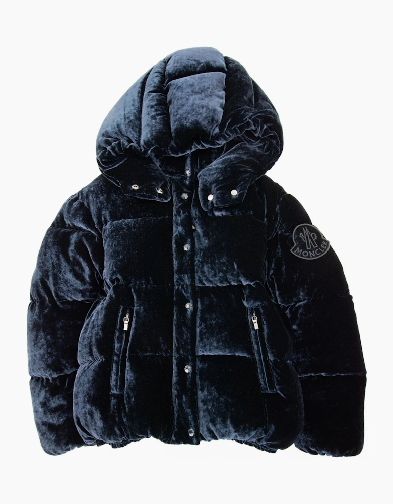 Moncler Junior Caille Velvet Jacket Navy 776