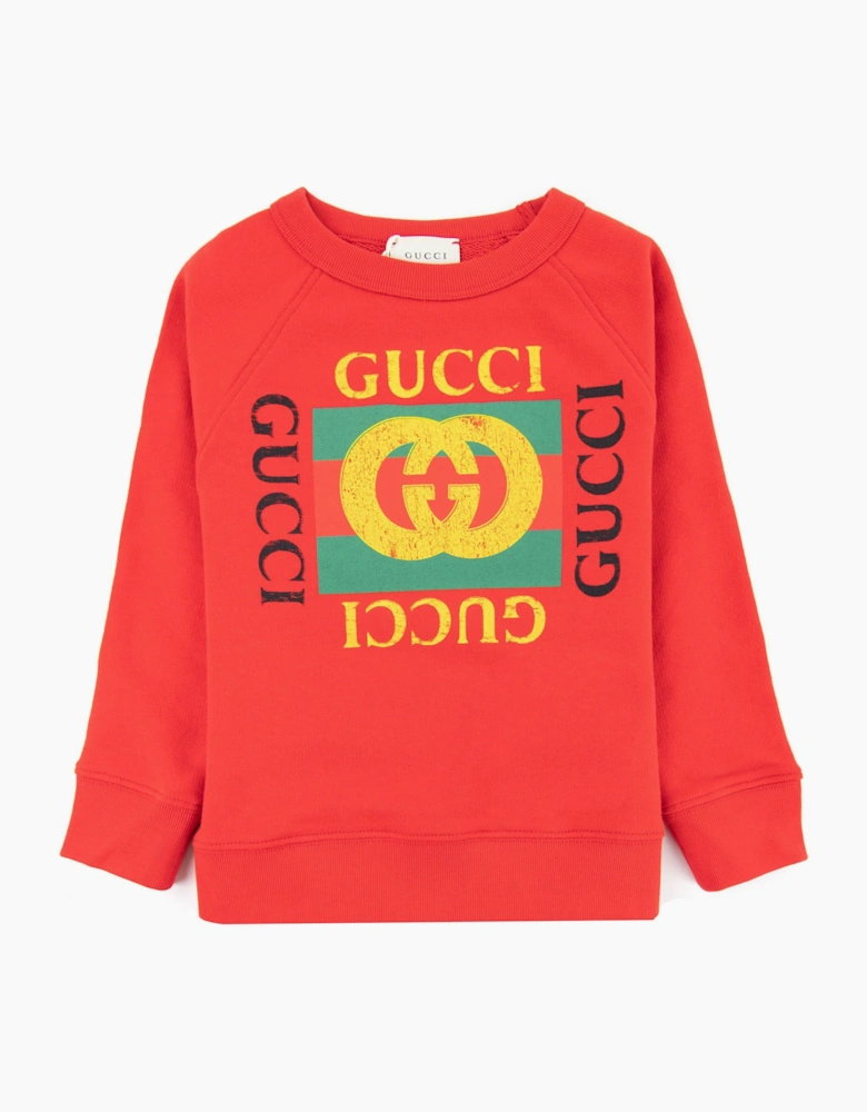 Gucci Junior Gucci Logo Sweatshirt Red 6148